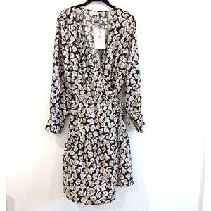 Only Carmakoma Wrap Dress Women Size 14 Black Floral Wedding Guest Cocktail New